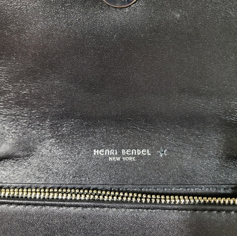 HENRI BENDEL Girls Nightout Embellished Bling Black Leather Chain Clutch - Picture 9 of 15